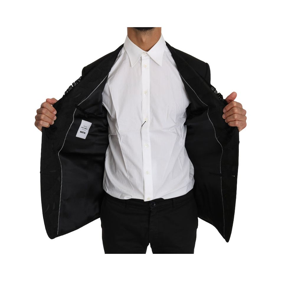 Dolce & Gabbana Black Wool Slim Fit Martini Blazer Jacket