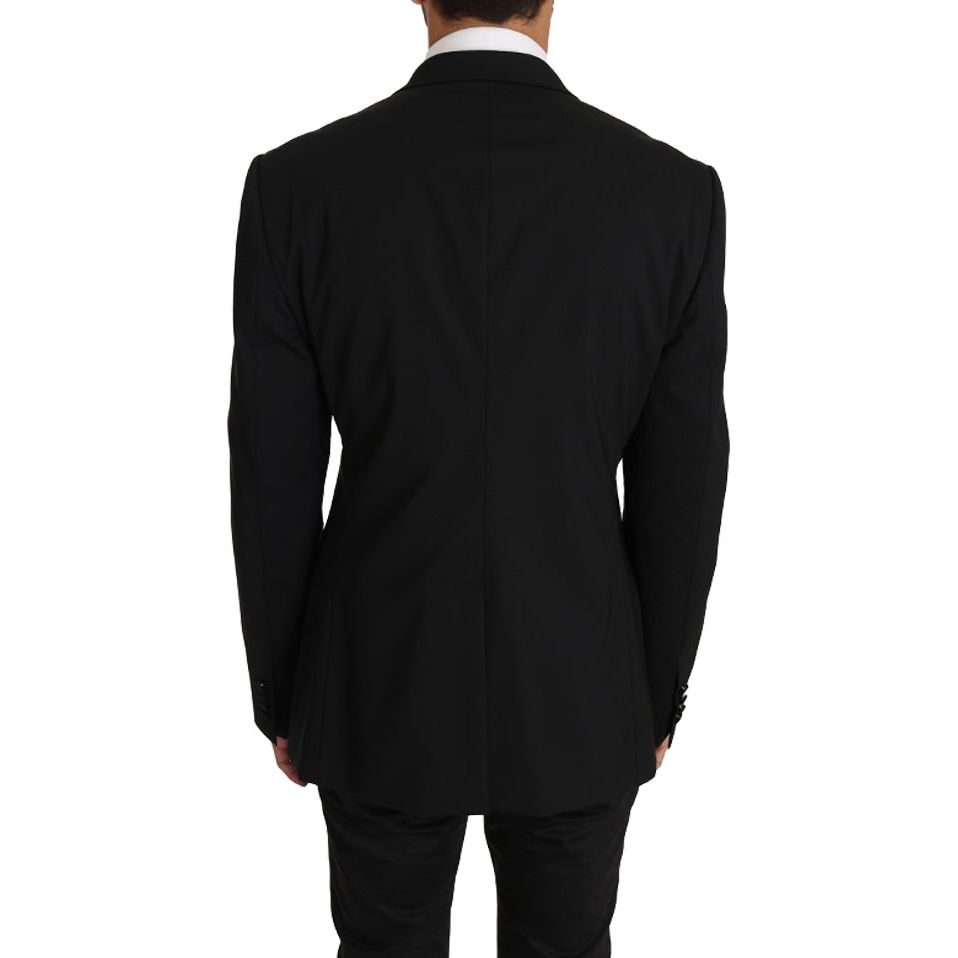 Dolce & Gabbana Black Wool Slim Fit Martini Blazer Jacket