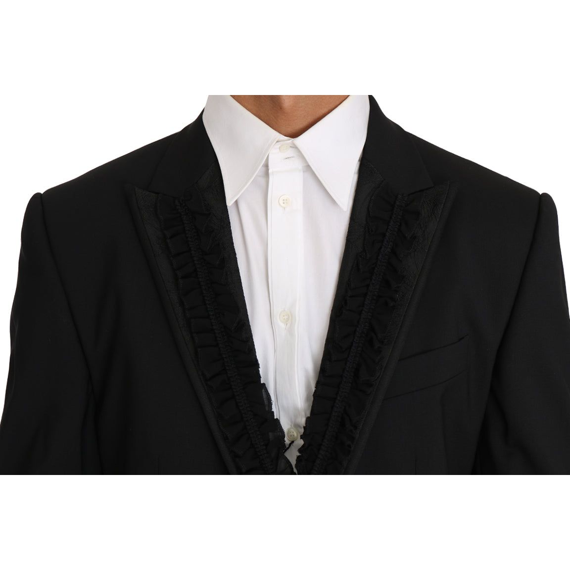 Dolce & Gabbana Black Wool Slim Fit Martini Blazer Jacket
