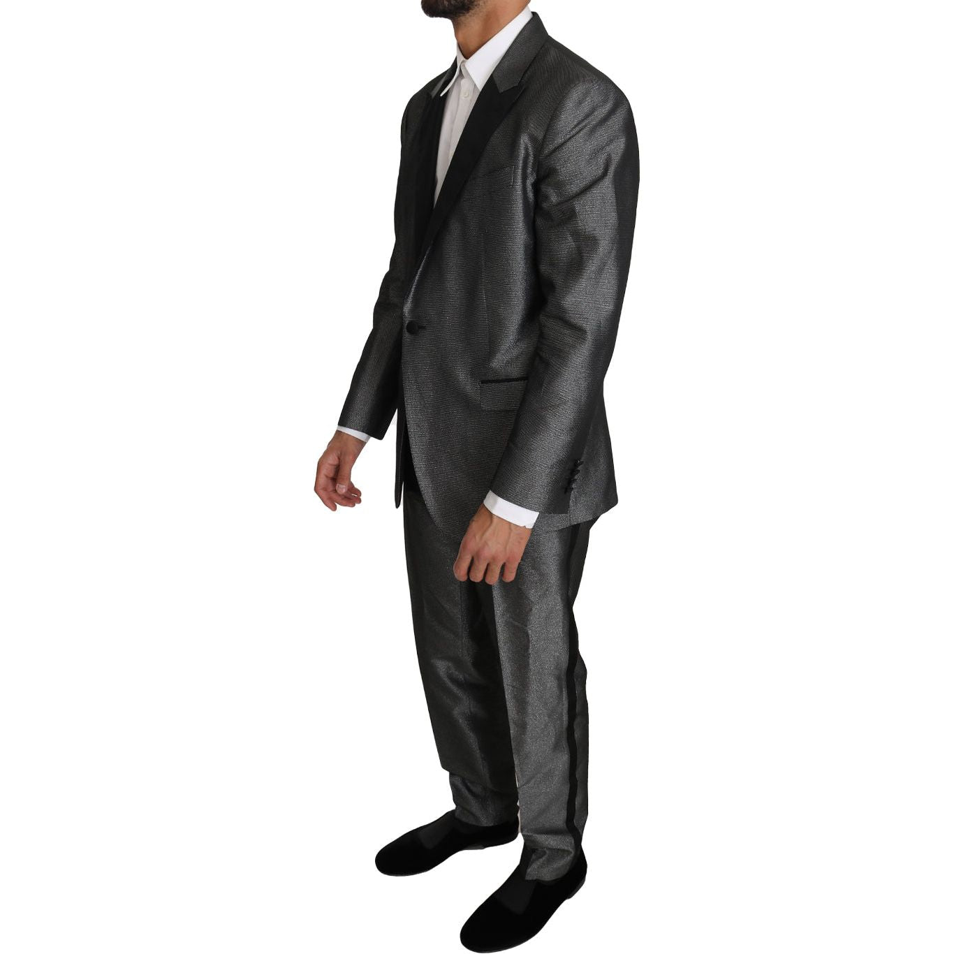 Dolce & Gabbana Gray Patterned Wool Martini Suit