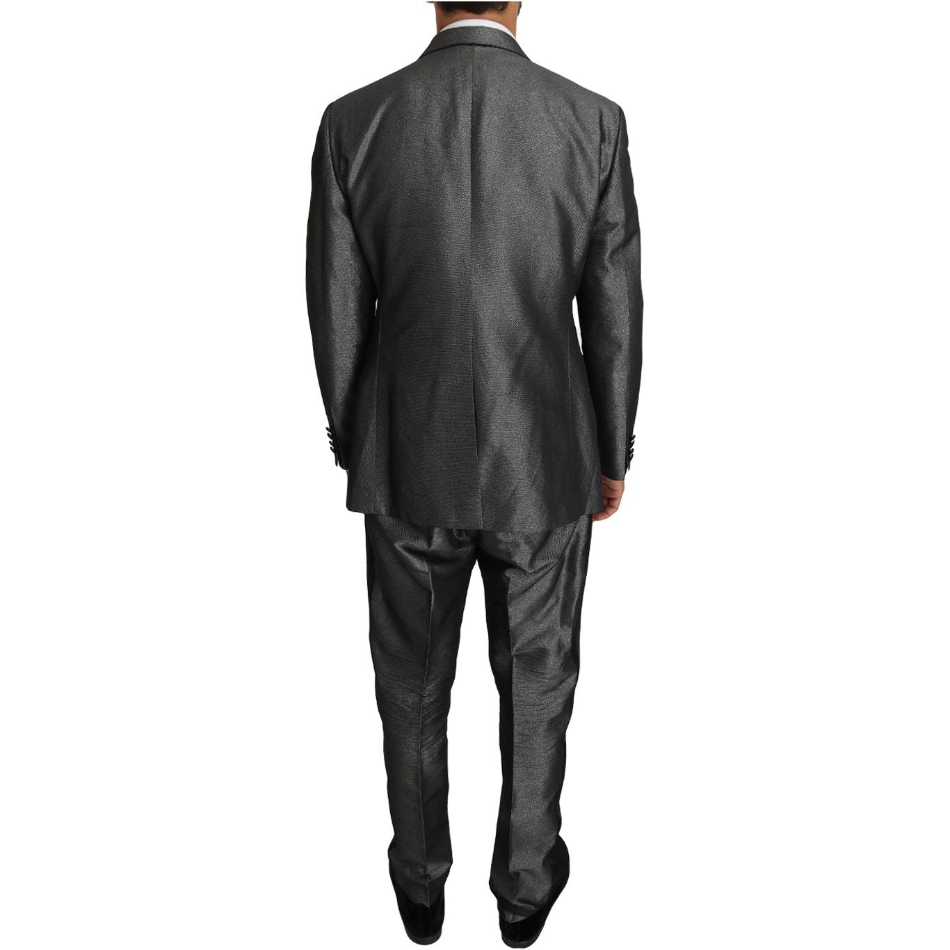 Dolce & Gabbana Gray Patterned Wool Martini Suit