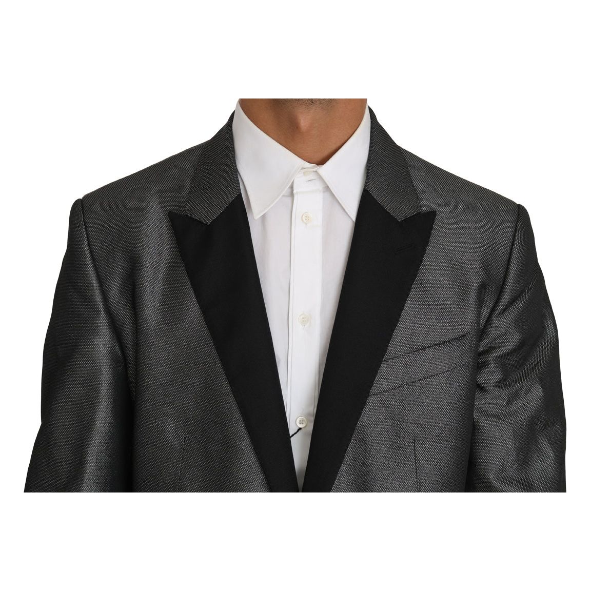 Dolce & Gabbana Gray Patterned Wool Martini Suit