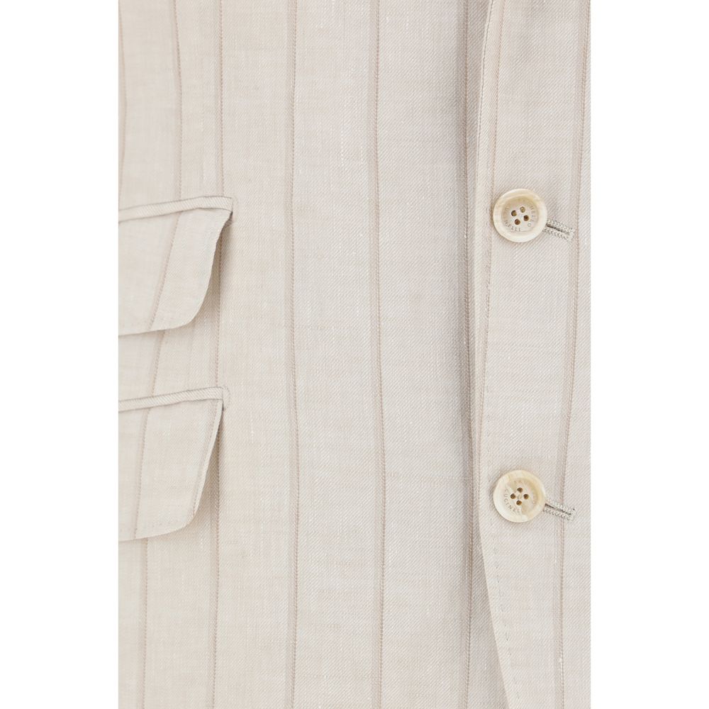 Brunello Cucinelli Grey Linen Blazer Jacket