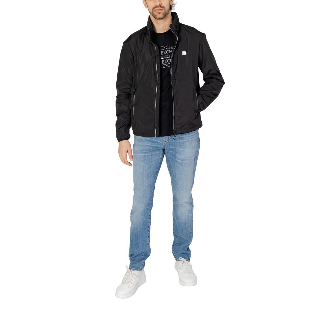 Armani Exchange Black Cotton Jacket for Timeless Sophistication