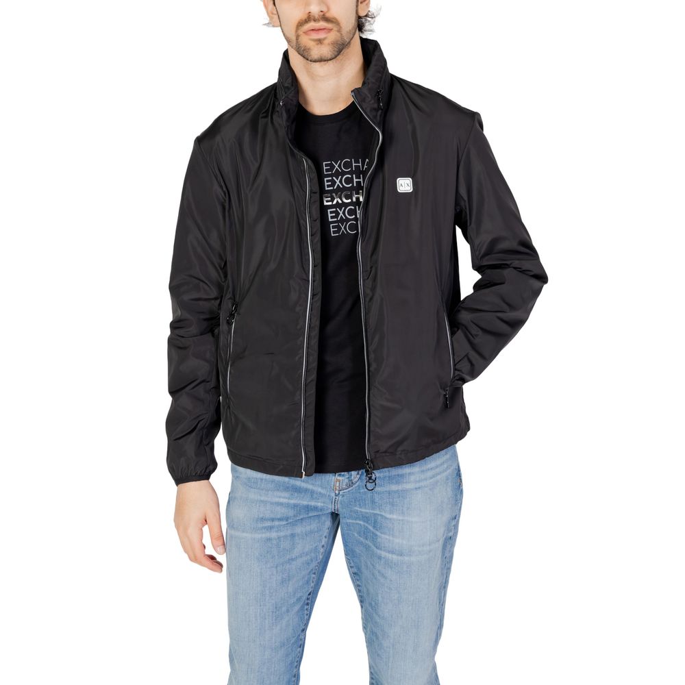 Armani Exchange Black Cotton Jacket for Timeless Sophistication