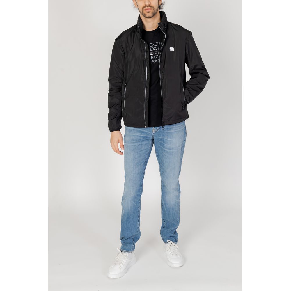 Armani Exchange Black Cotton Jacket for Timeless Sophistication