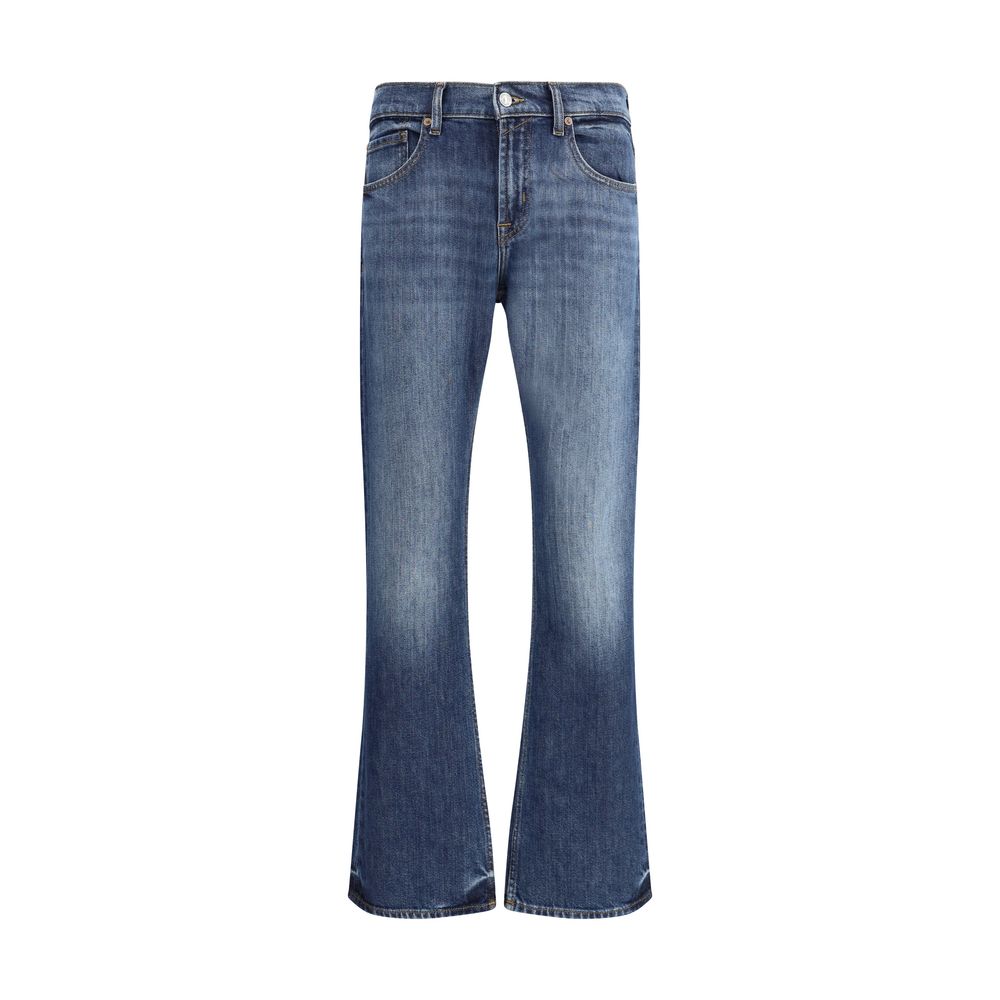 7FOR Blue Cotton Boot-Cut Jeans in Timeless Design