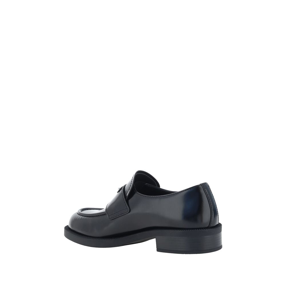Prada Black Premium Leather Loafers with Iconic Design
