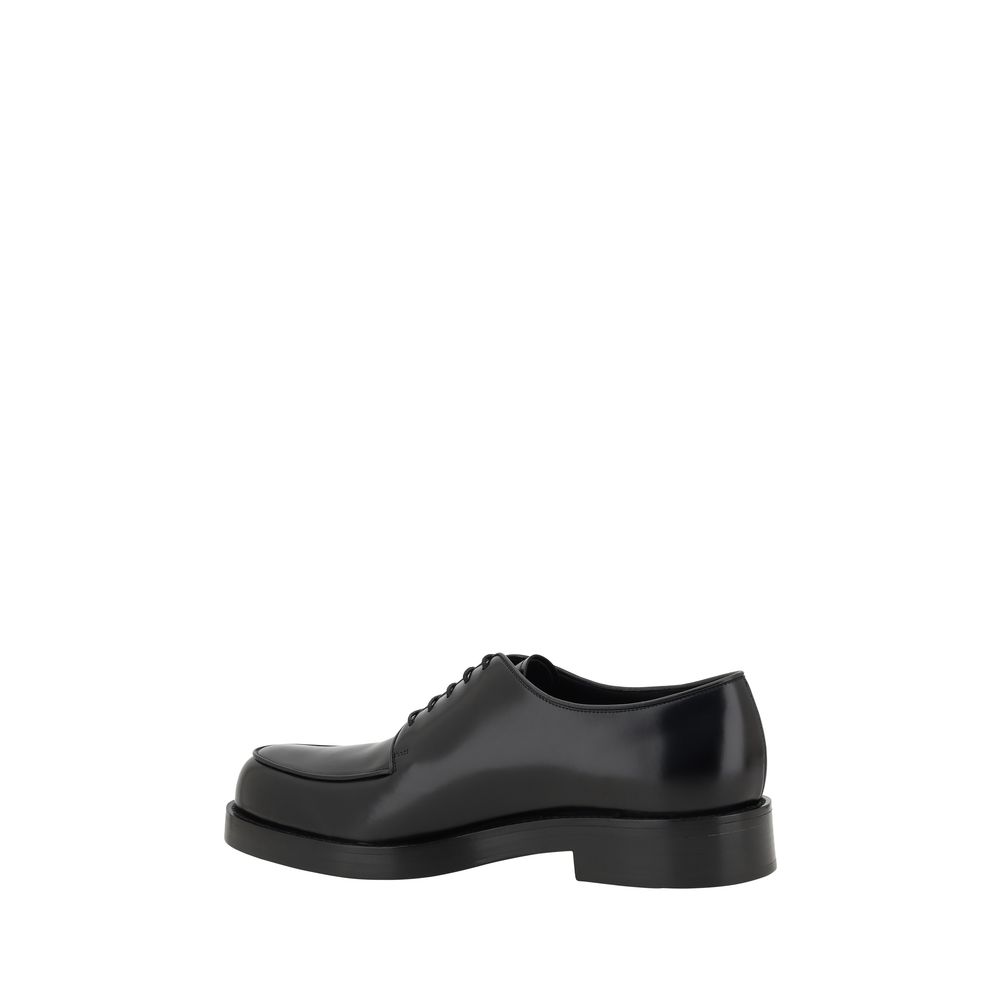 Prada Black Leather Lace Up Shoes with Timeless Elegance and Craftsmanship