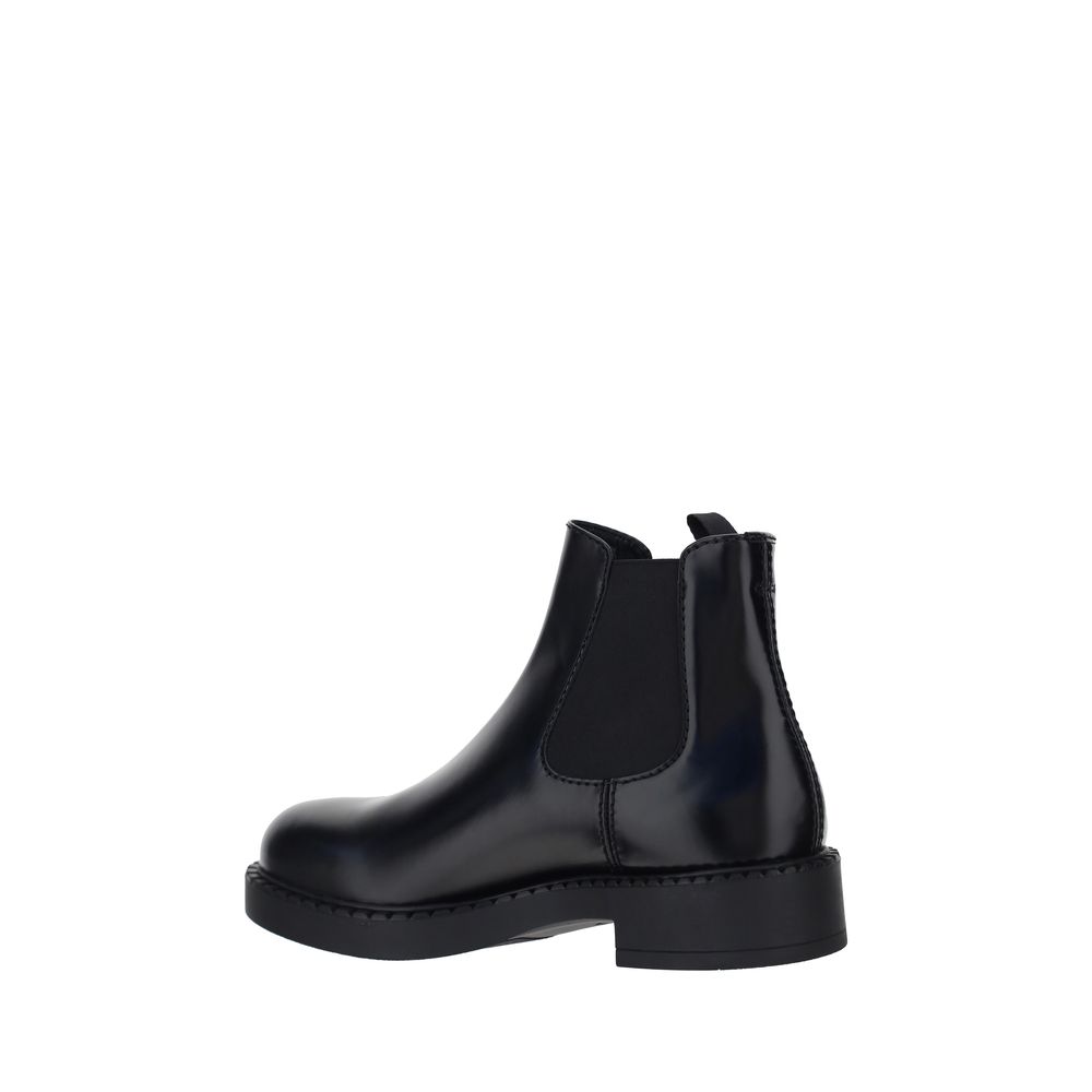 Prada Chocolate Calfskin Leather Ankle Boots
