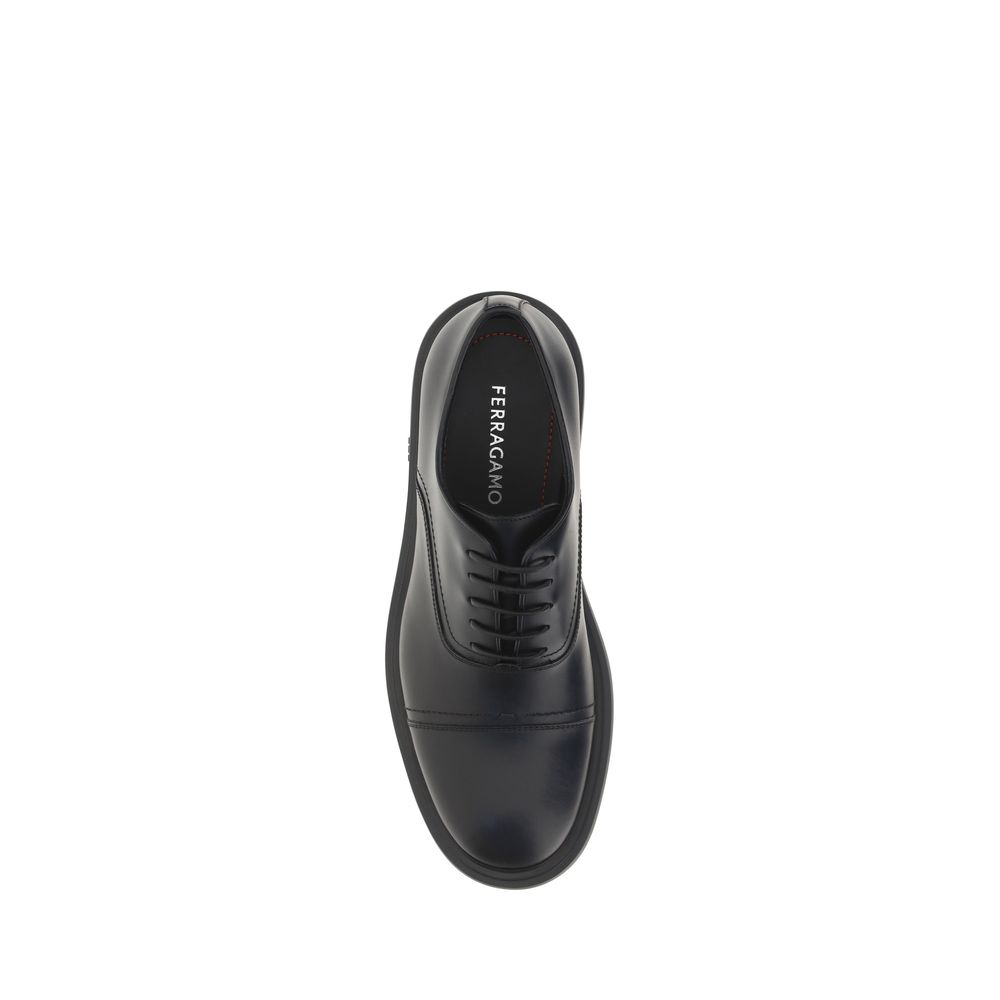 Ferragamo Black Premium Calfskin Balmoral Lace-Up Shoes