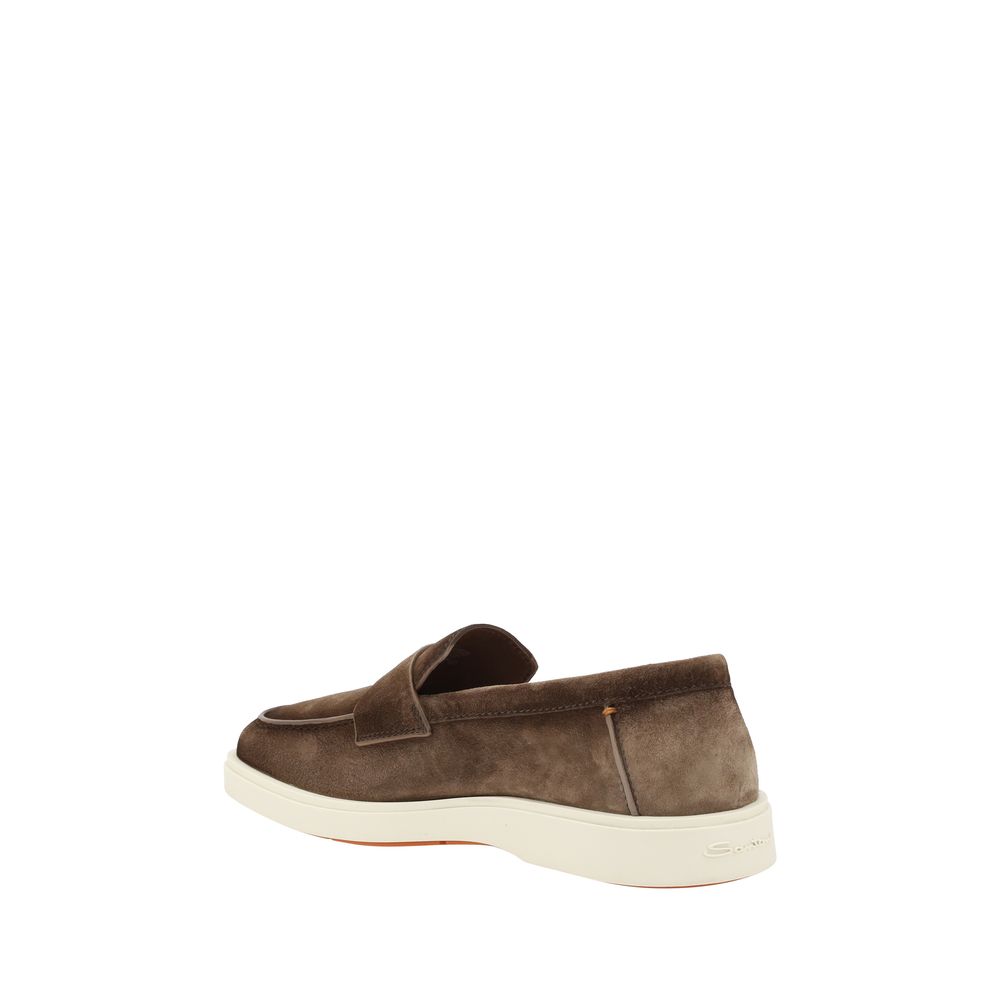 Santoni Tan Premium Suede Loafers in Premium Suede Elegance