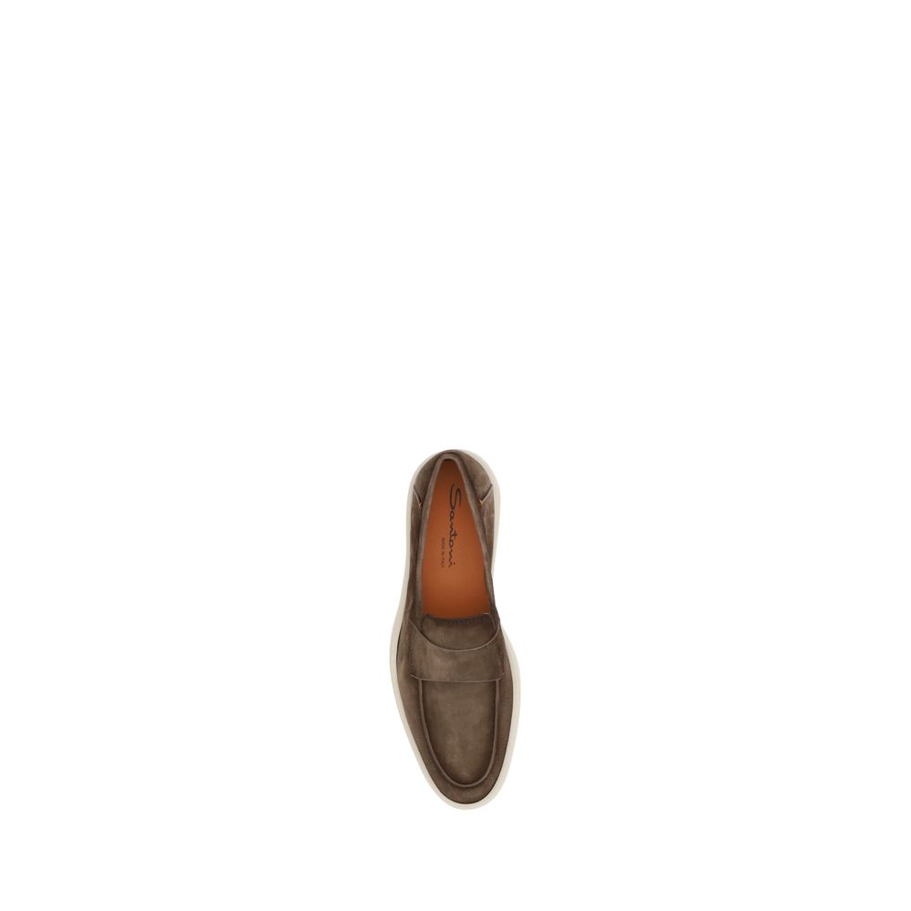 Santoni Tan Premium Suede Loafers in Premium Suede Elegance