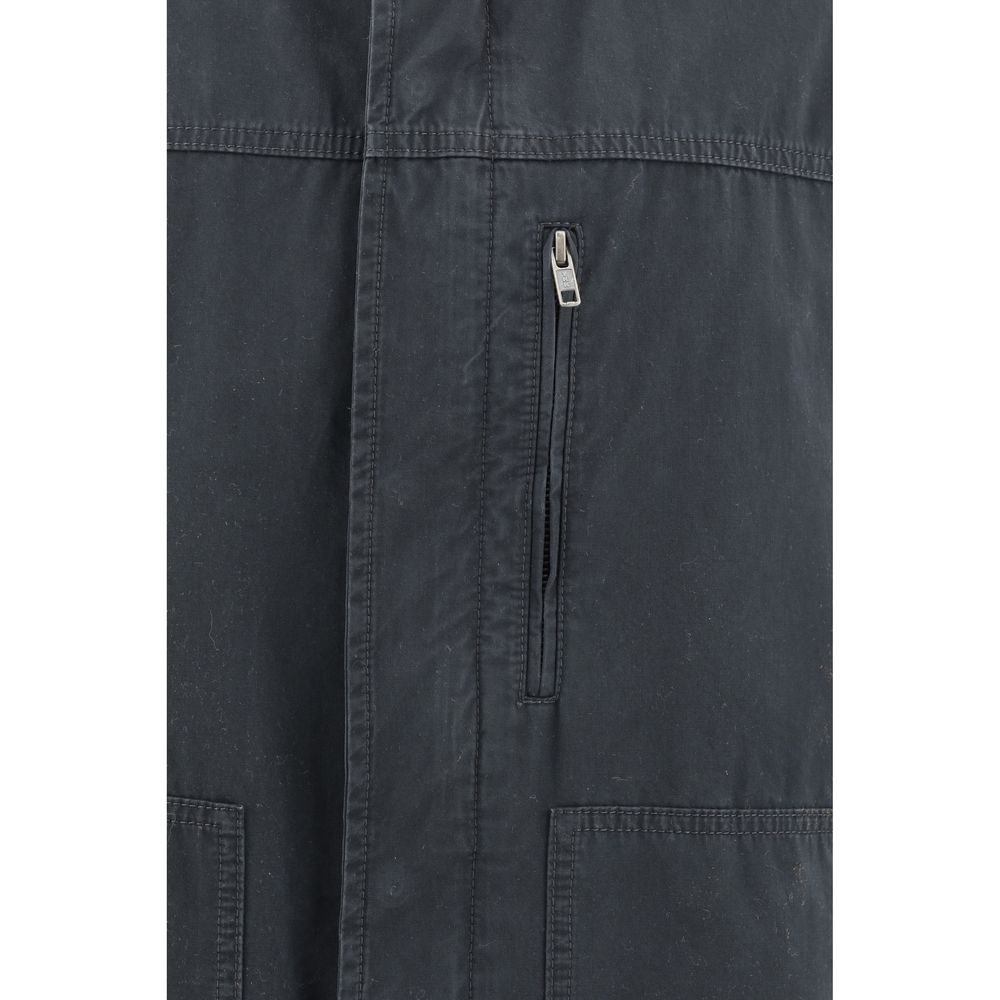 MM6 Black Cotton Double Woven Vest for Modern Sophistication