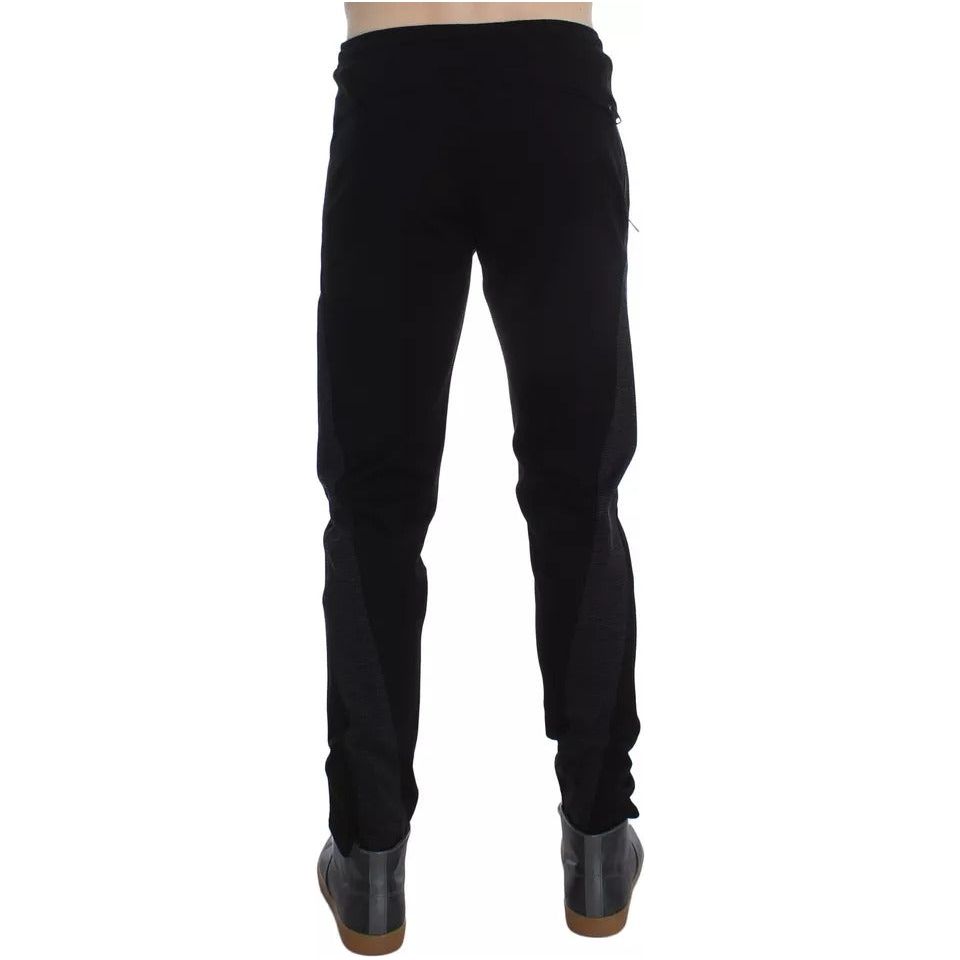Dolce & Gabbana Black Gray Wool Casual Trousers Stripe Pants