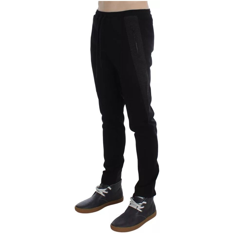 Dolce & Gabbana Black Gray Wool Casual Trousers Stripe Pants