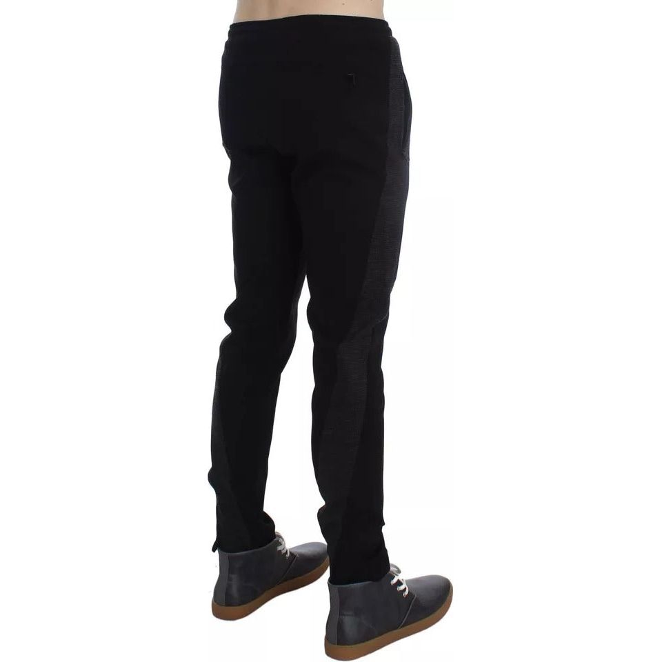 Dolce & Gabbana Black Gray Wool Casual Trousers Stripe Pants