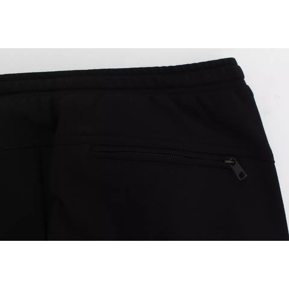 Dolce & Gabbana Black Gray Wool Casual Trousers Stripe Pants