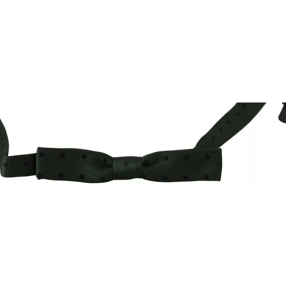 Dolce & Gabbana Green Dotted Silk Adjustable Neck Bow Tie