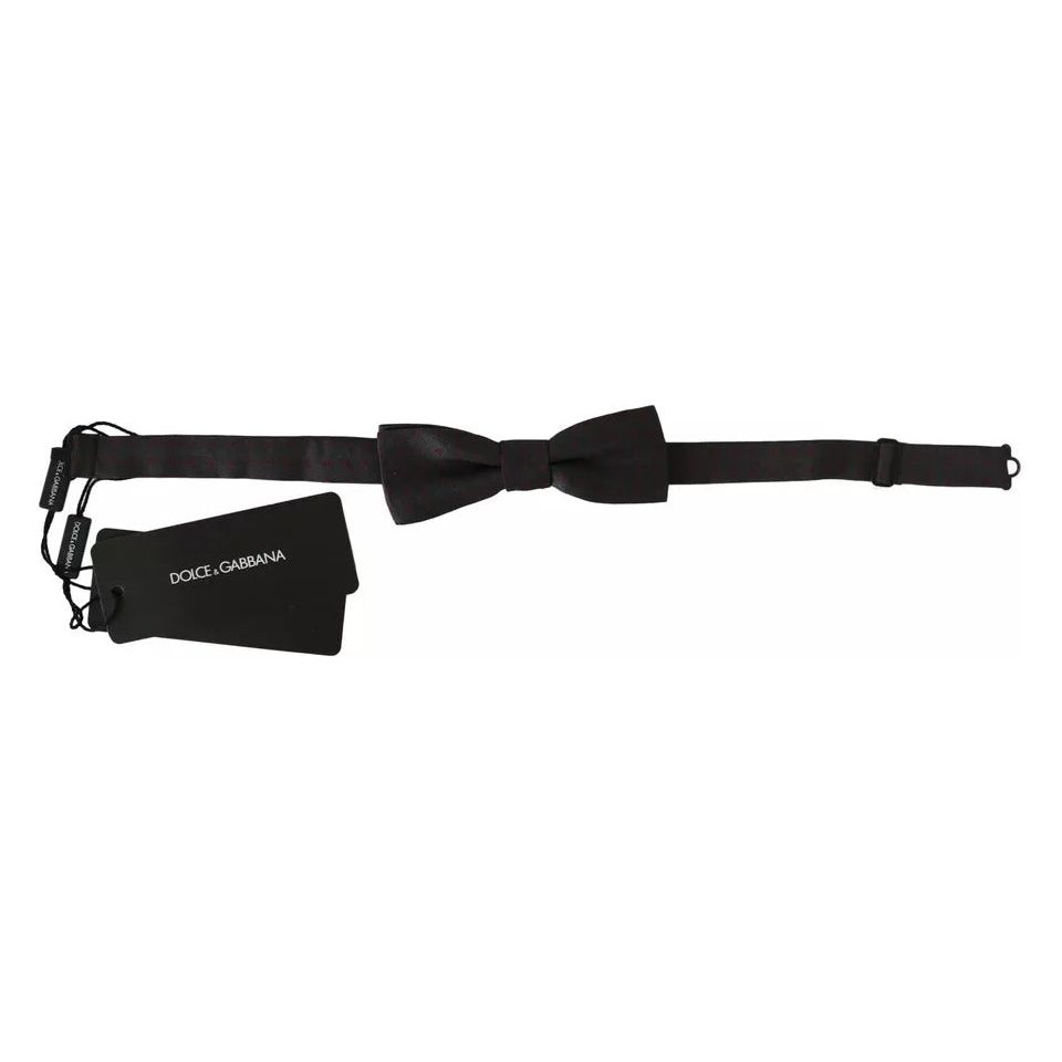 Dolce & Gabbana Gray Dotted Silk Adjustable Neck Bow Tie