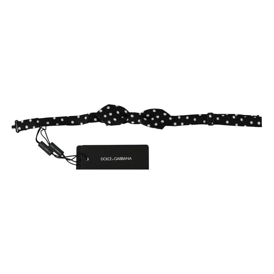 Dolce & Gabbana Black Silk Polka Dot Bow Tie