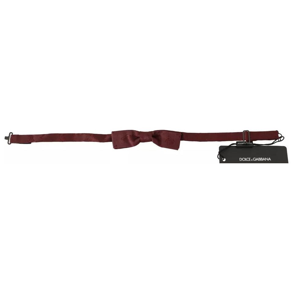 Dolce & Gabbana Bordeaux Silk Floral Faille Bow Tie
