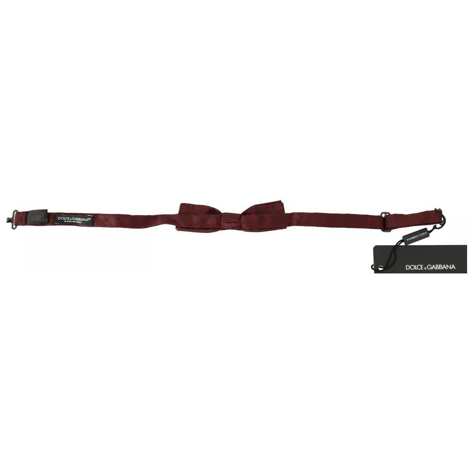 Dolce & Gabbana Bordeaux Silk Floral Faille Bow Tie