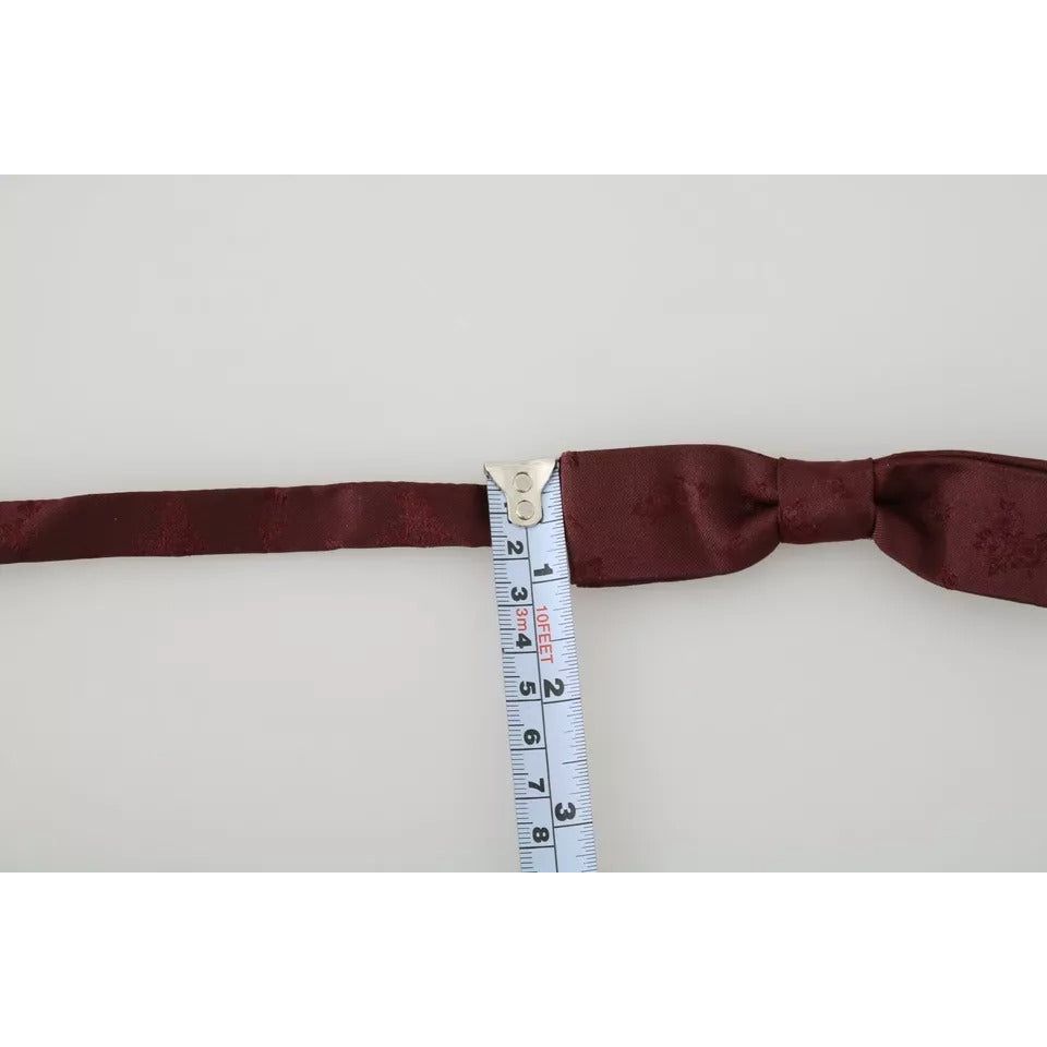 Dolce & Gabbana Bordeaux Silk Floral Faille Bow Tie