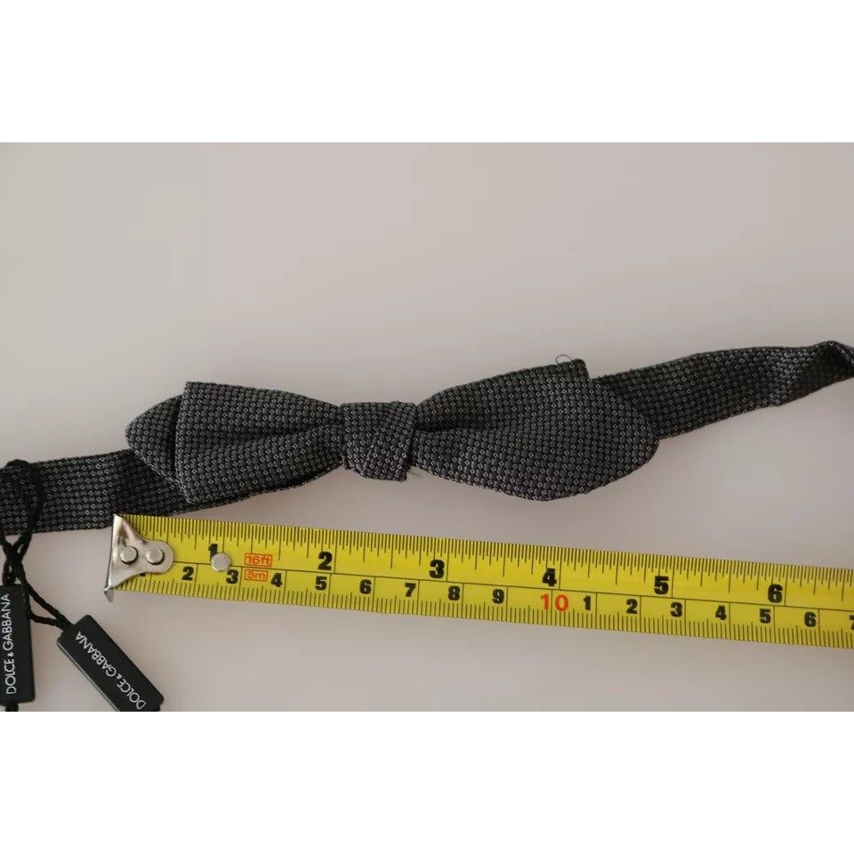 Dolce & Gabbana Gray Silk Patterned Necktie Bow Tie