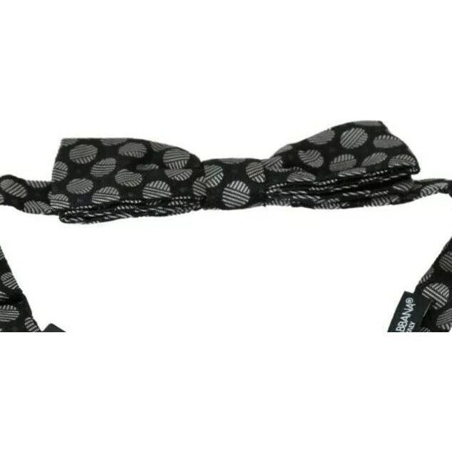 Dolce & Gabbana Black Silk Circles Necktie Bow Tie