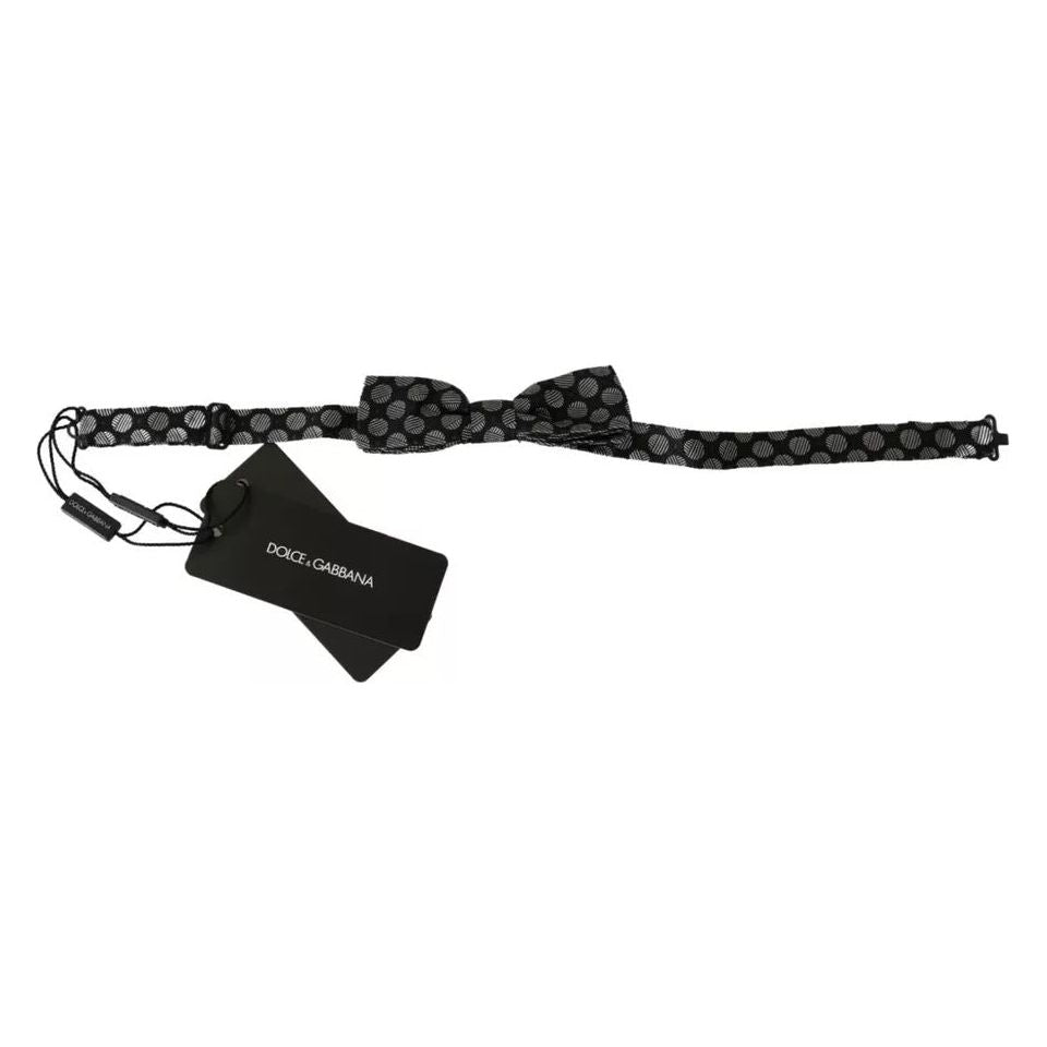 Dolce & Gabbana Black Silk Circles Necktie Bow Tie