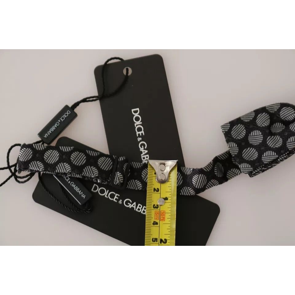 Dolce & Gabbana Black Silk Circles Necktie Bow Tie