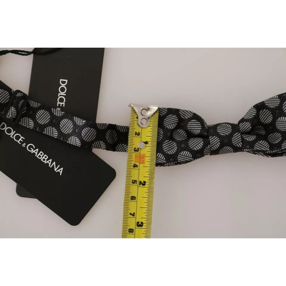 Dolce & Gabbana Black Silk Circles Necktie Bow Tie