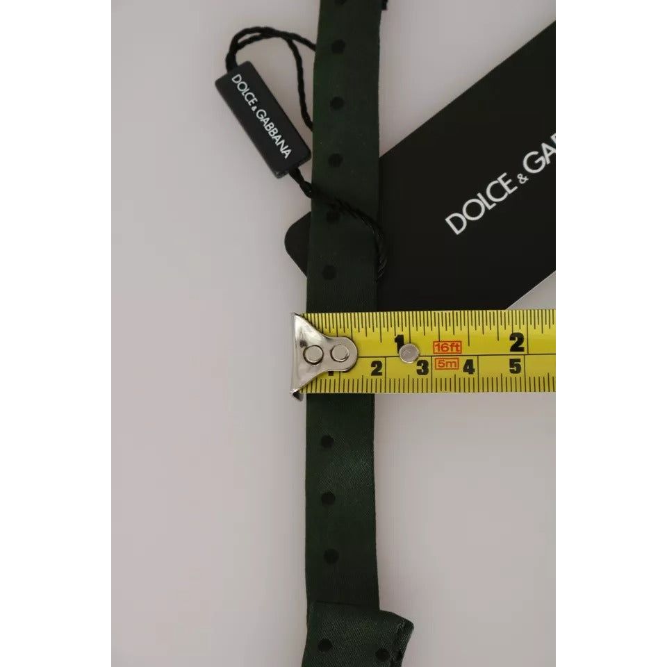 Dolce & Gabbana Green Silk Dotted Necktie Bow Tie