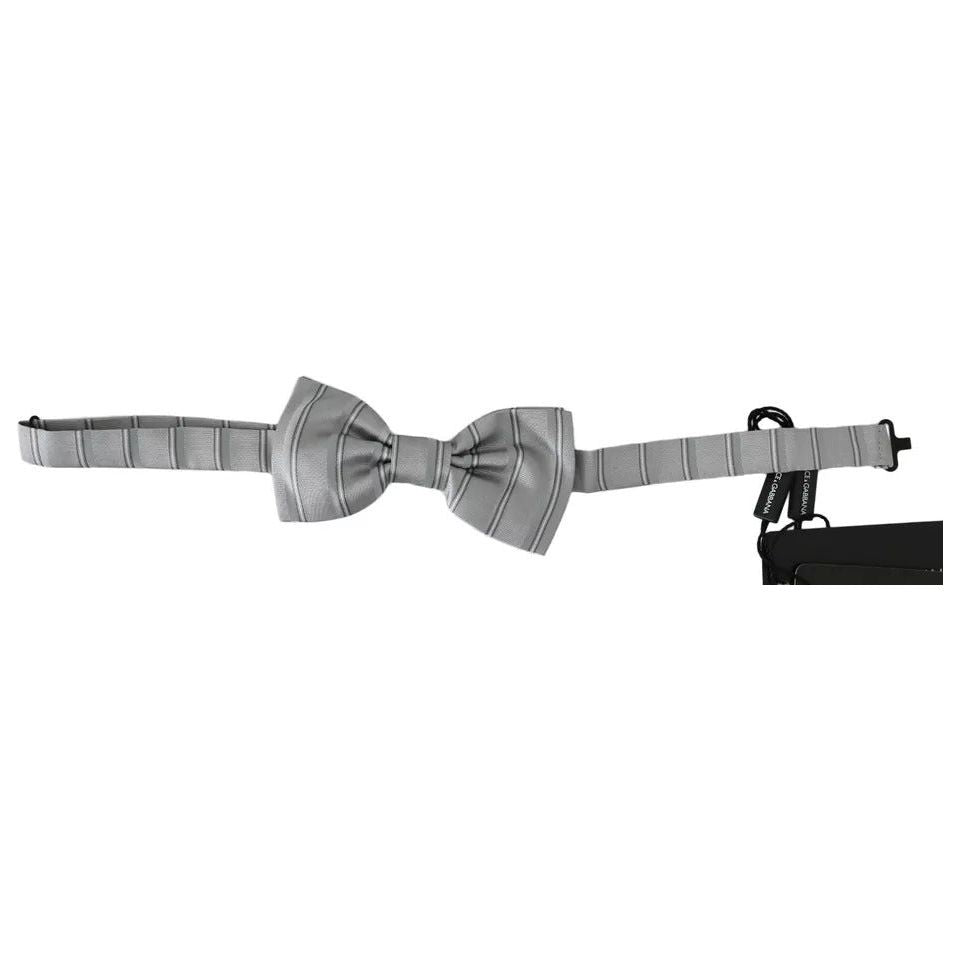Dolce & Gabbana Light Gray Silk Adjustable Neck Bow Tie