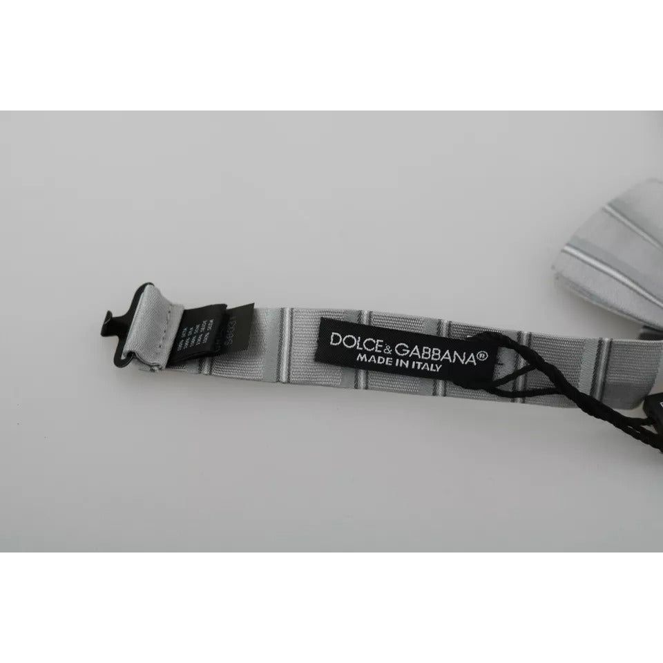 Dolce & Gabbana Light Gray Silk Adjustable Neck Bow Tie