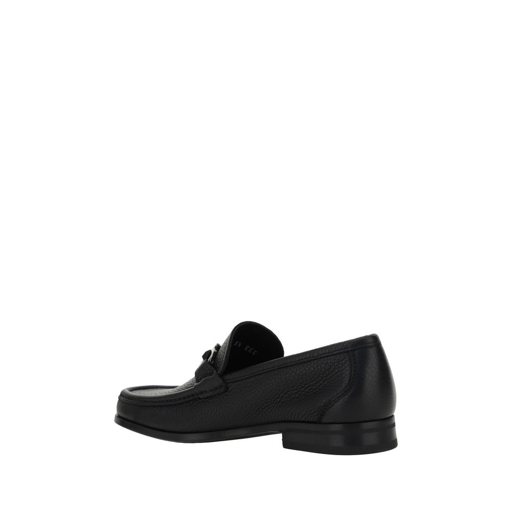 Ferragamo Black Premium Calfskin Grandioso Loafers