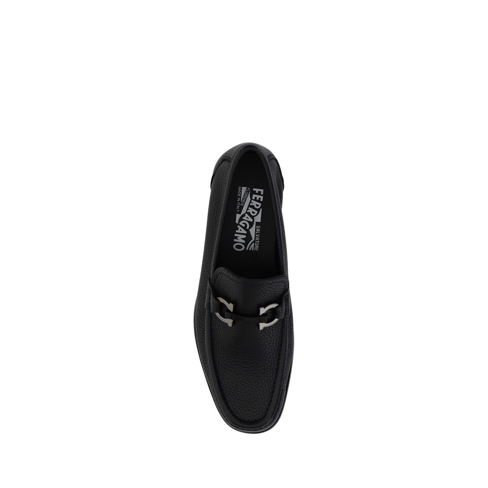 Ferragamo Black Premium Calfskin Grandioso Loafers