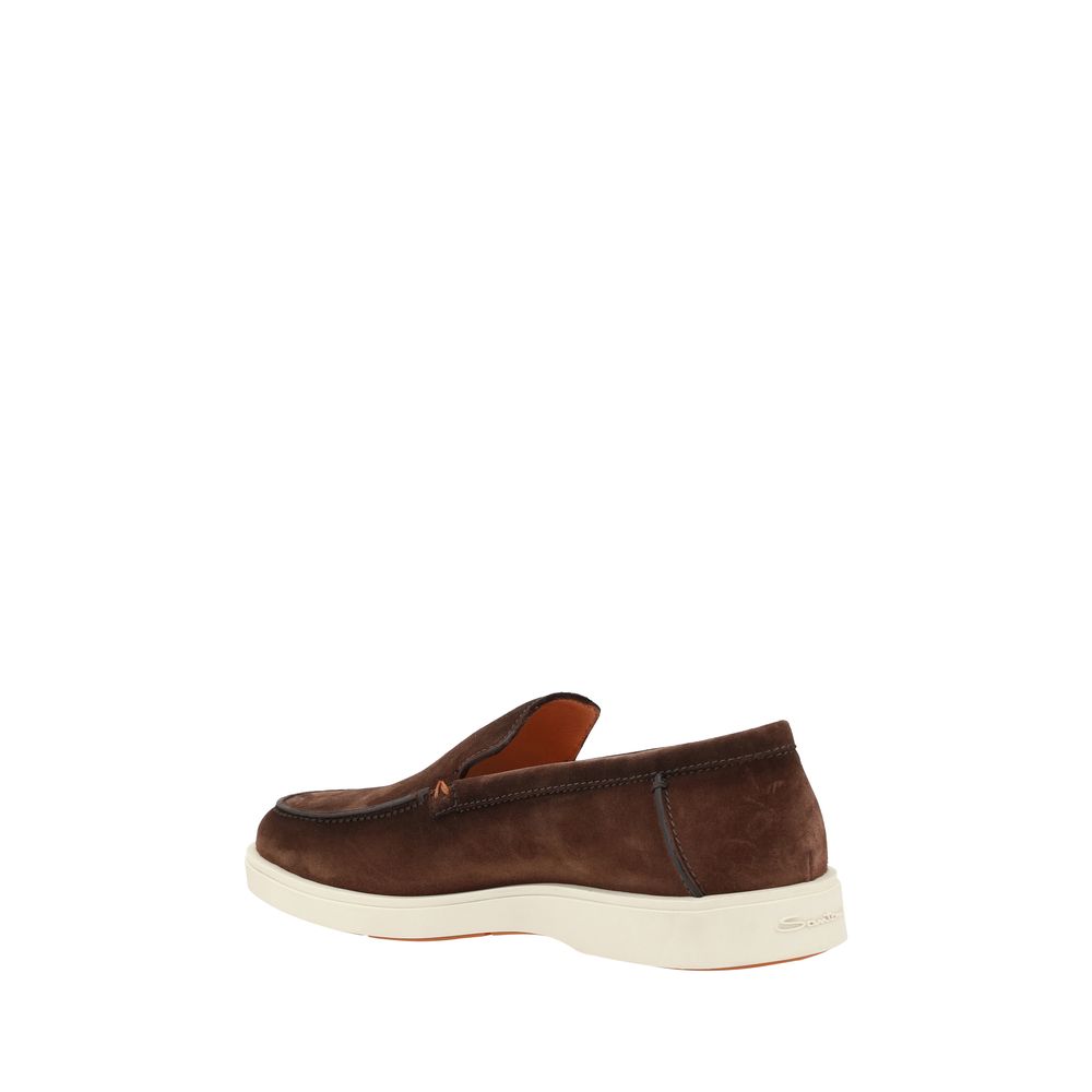 Santoni Brown Suede Loafers: Elegant Suede Footwear Redefined