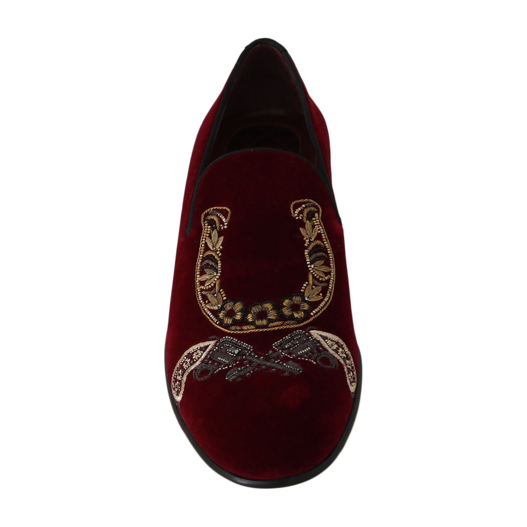 Dolce & Gabbana Bordeaux Velvet Sequined Loafers
