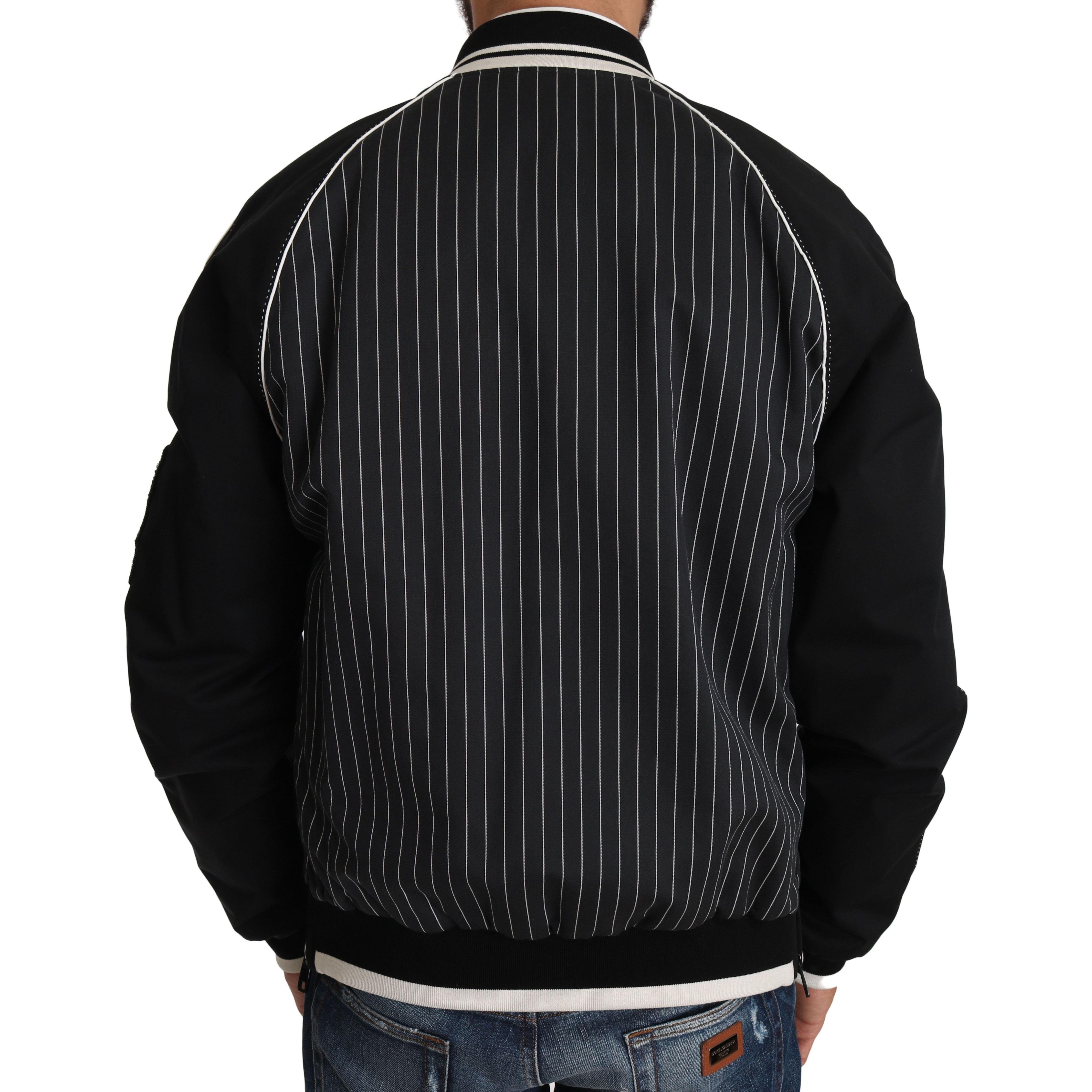 Dolce & Gabbana Black Sequined Cotton Bomber Jacket
