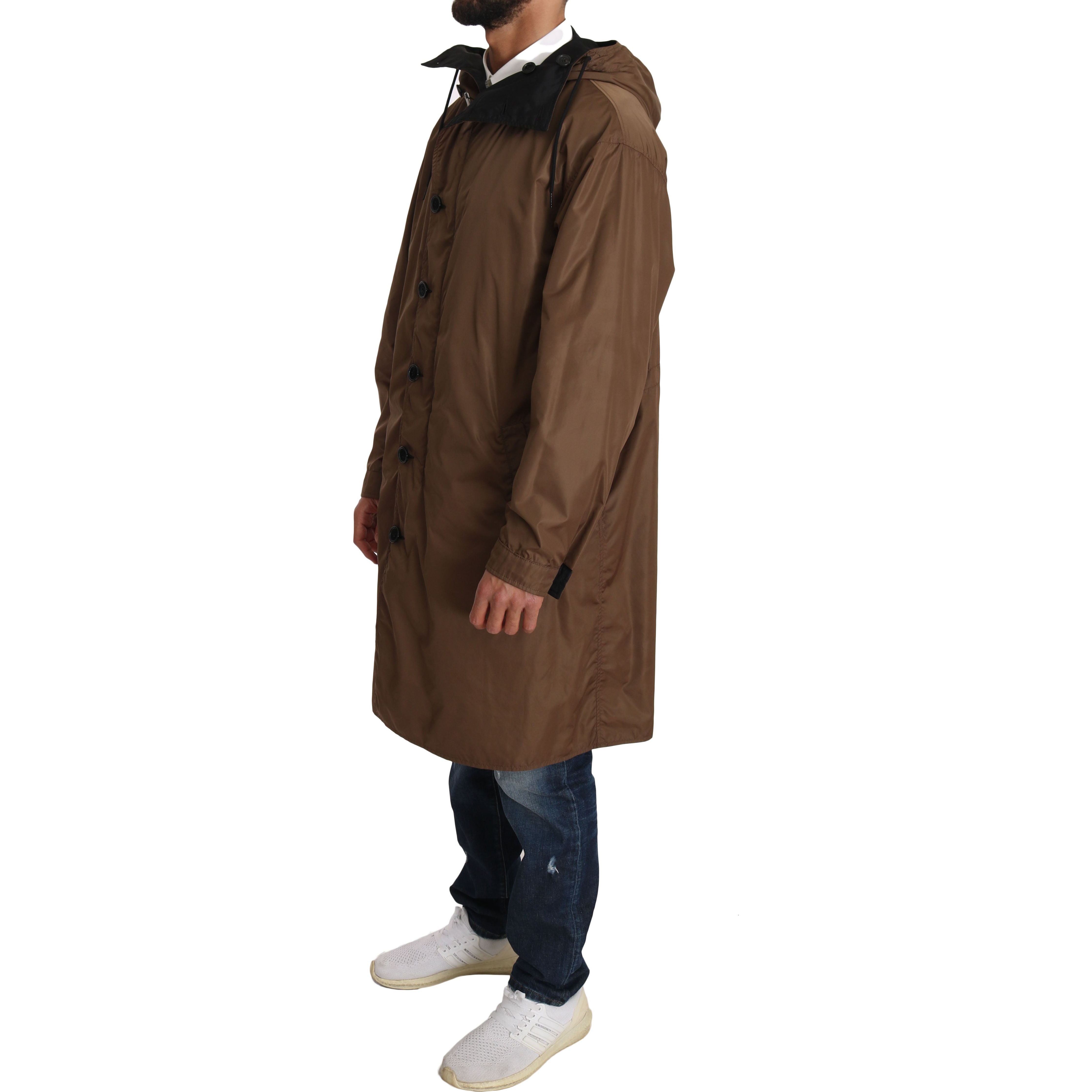 Dolce & Gabbana Black Nylon Reversible Hooded Raincoat