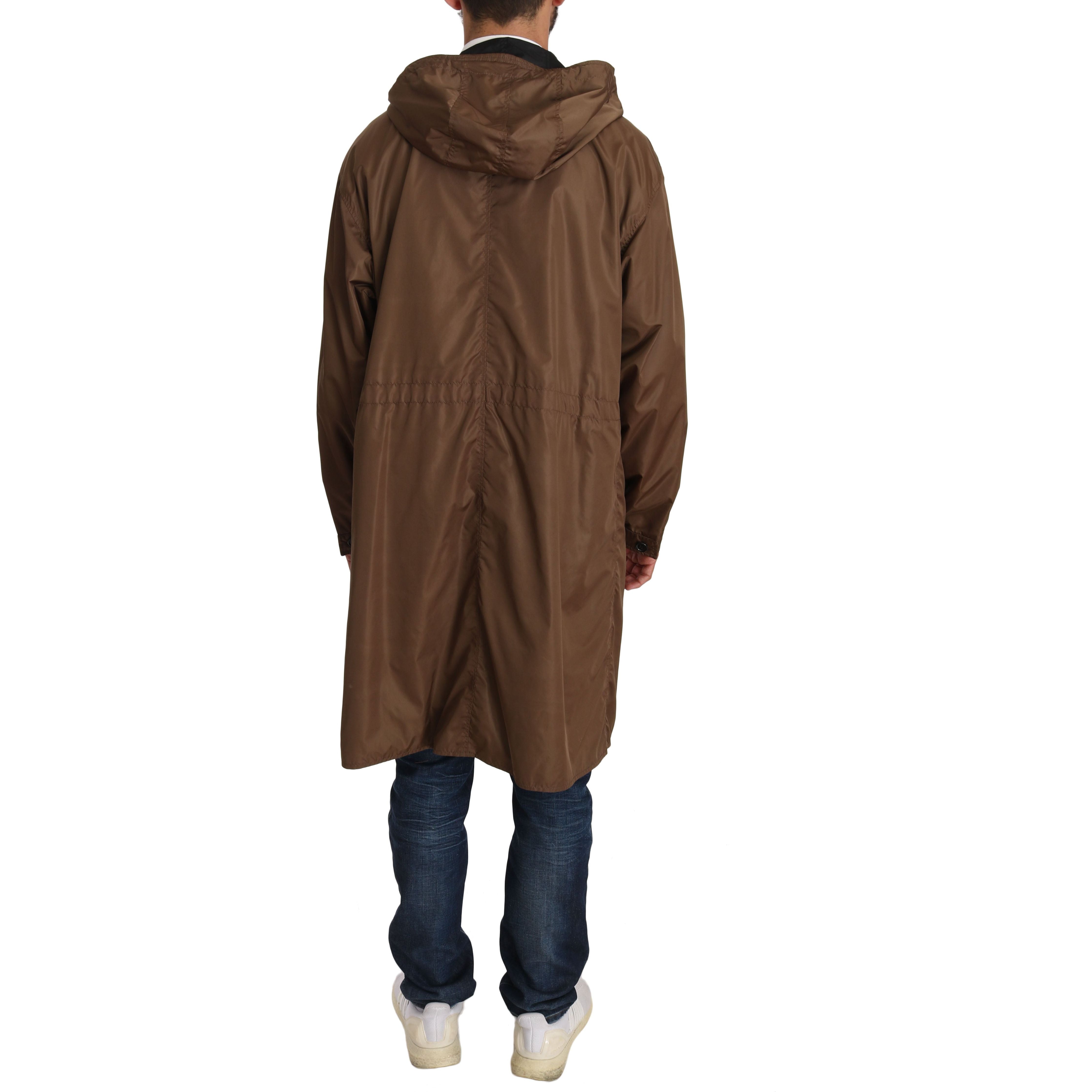 Dolce & Gabbana Black Nylon Reversible Hooded Raincoat