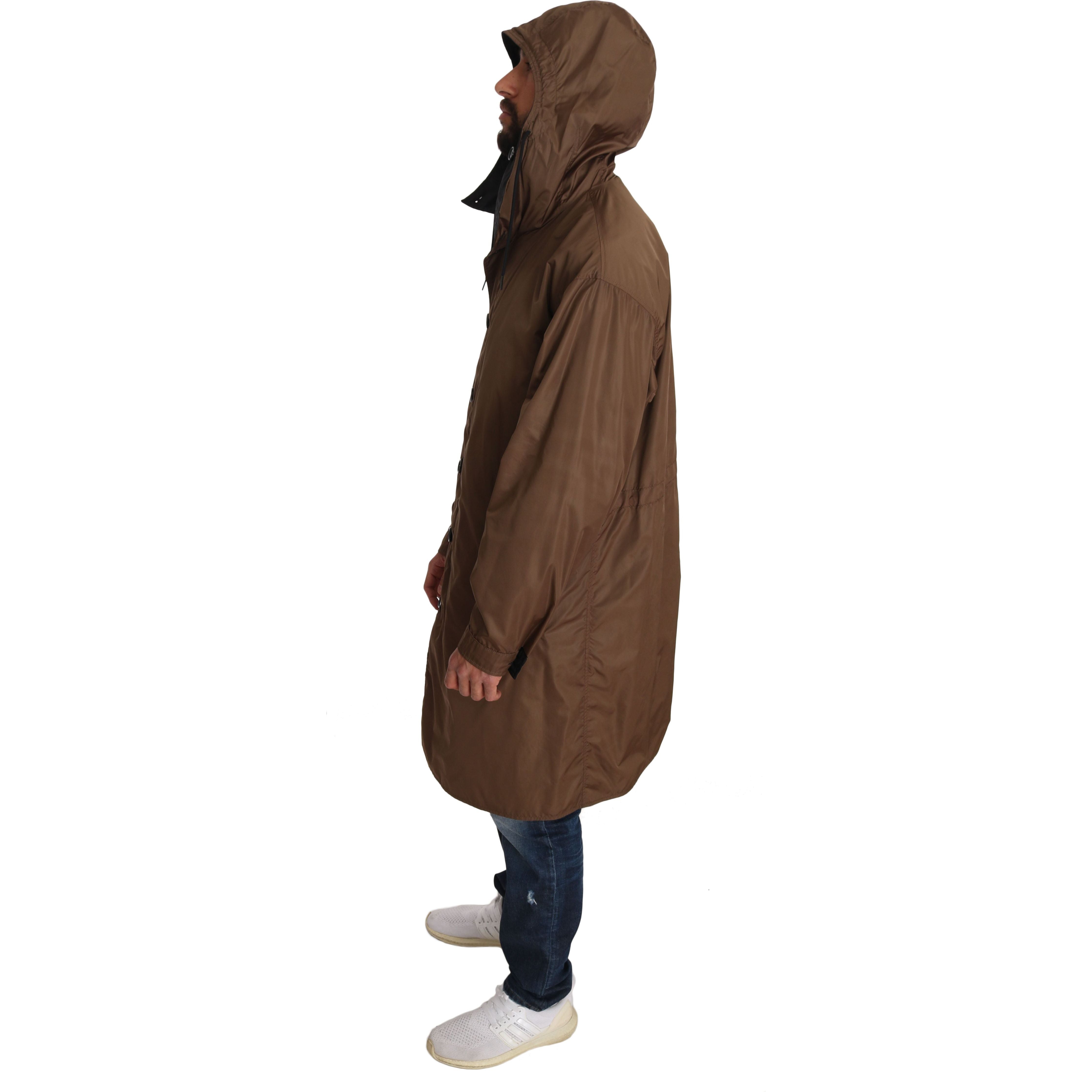 Dolce & Gabbana Black Nylon Reversible Hooded Raincoat