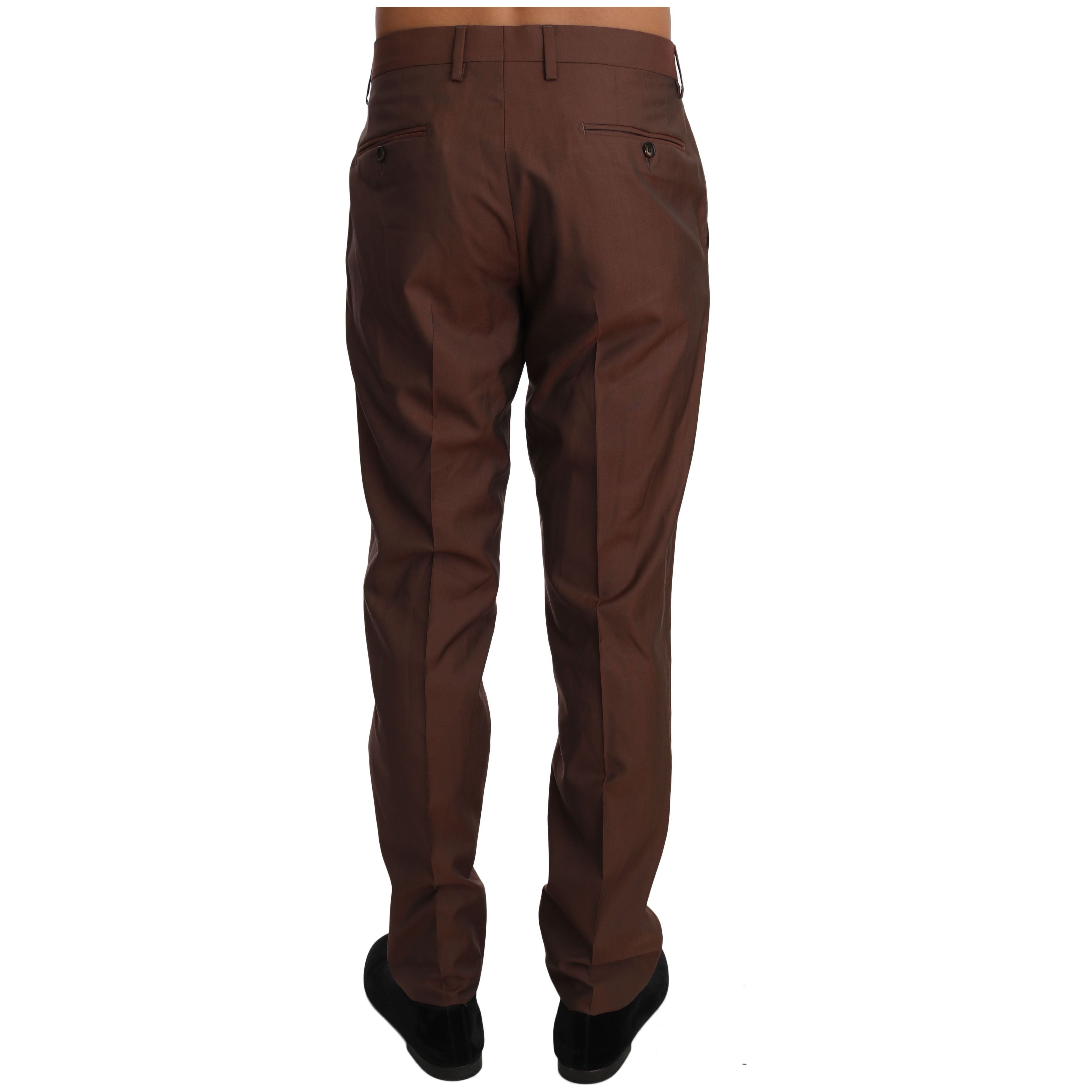 Dolce & Gabbana Brown Wool-Silk Formal Pants