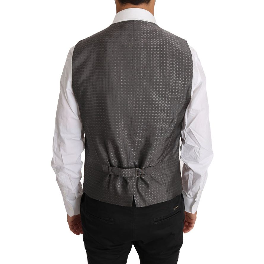 Dolce & Gabbana Bronze Wool & Silk Formal Vest Slim Fit
