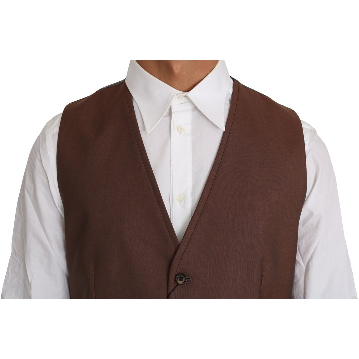 Dolce & Gabbana Bronze Wool & Silk Formal Vest Slim Fit