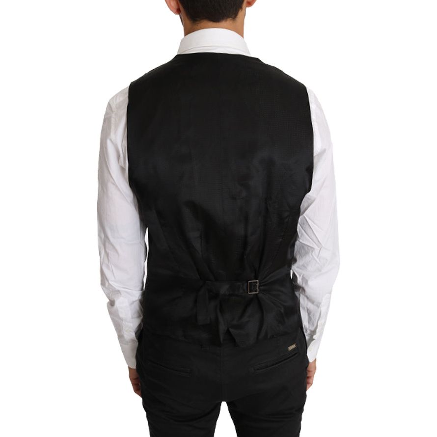 Dolce & Gabbana Gray Wool Slim Fit Vest for Sophistication