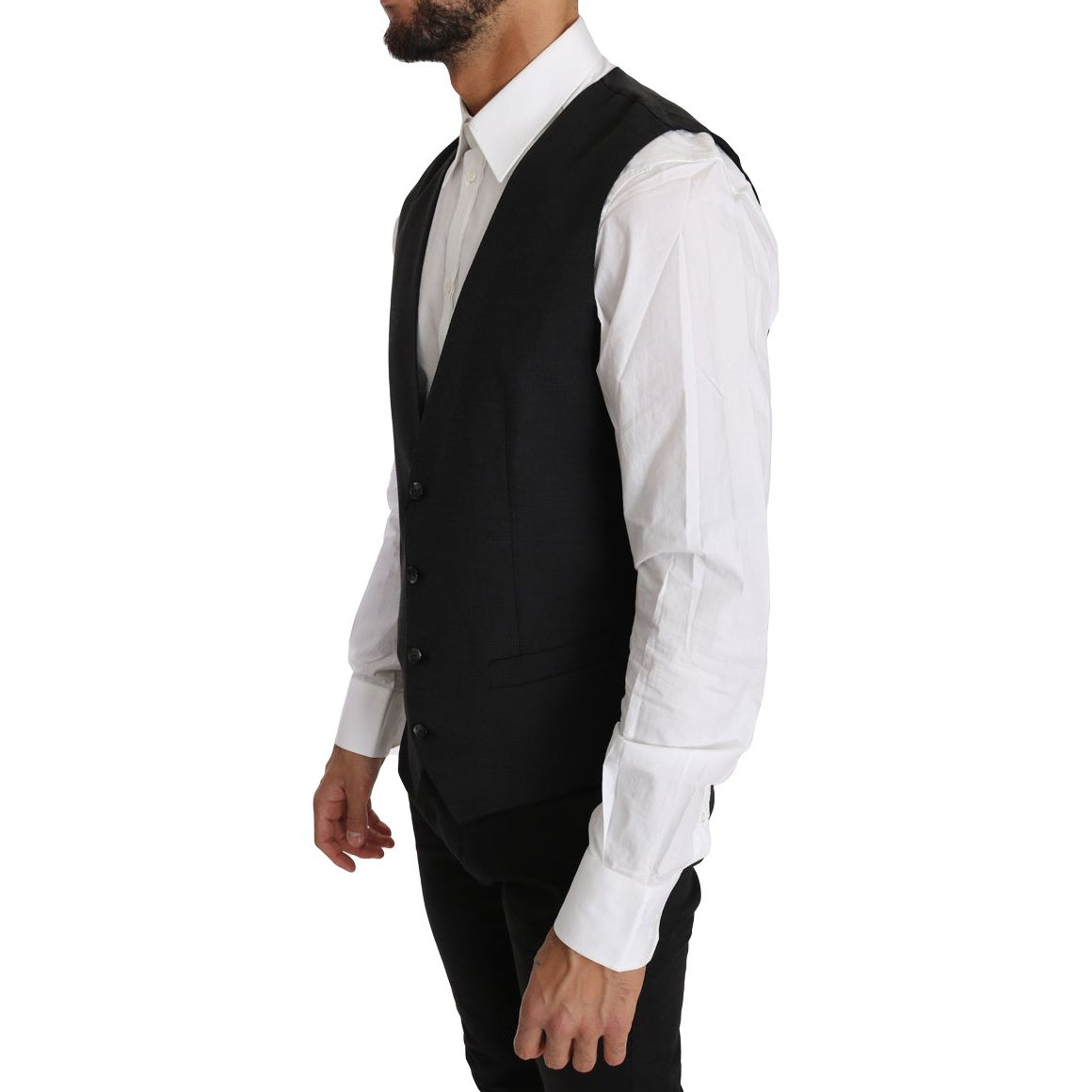 Dolce & Gabbana Gray Wool Slim Fit Vest for Sophistication