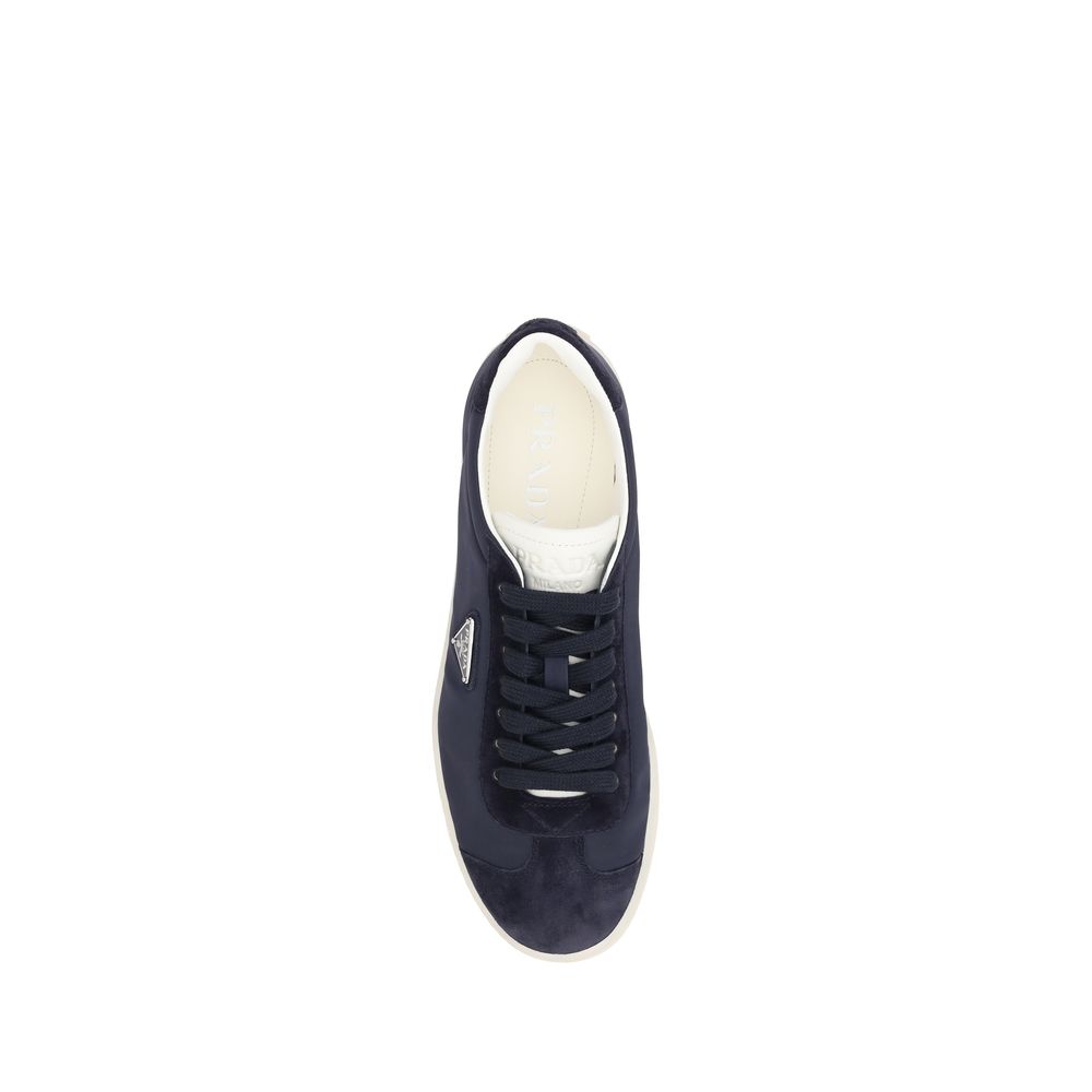 Prada White Leather Logoed Sneakers Crafted in Luxurious Leather